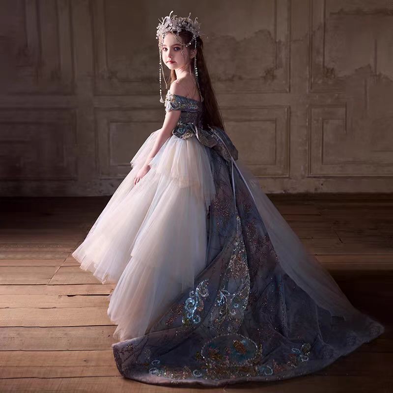 Luxury Vintage Girl Dress Birthday Wedding Party Pageant J249