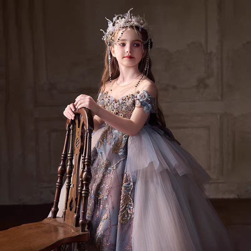 Luxury Vintage Girl Dress Birthday Wedding Party Pageant J249