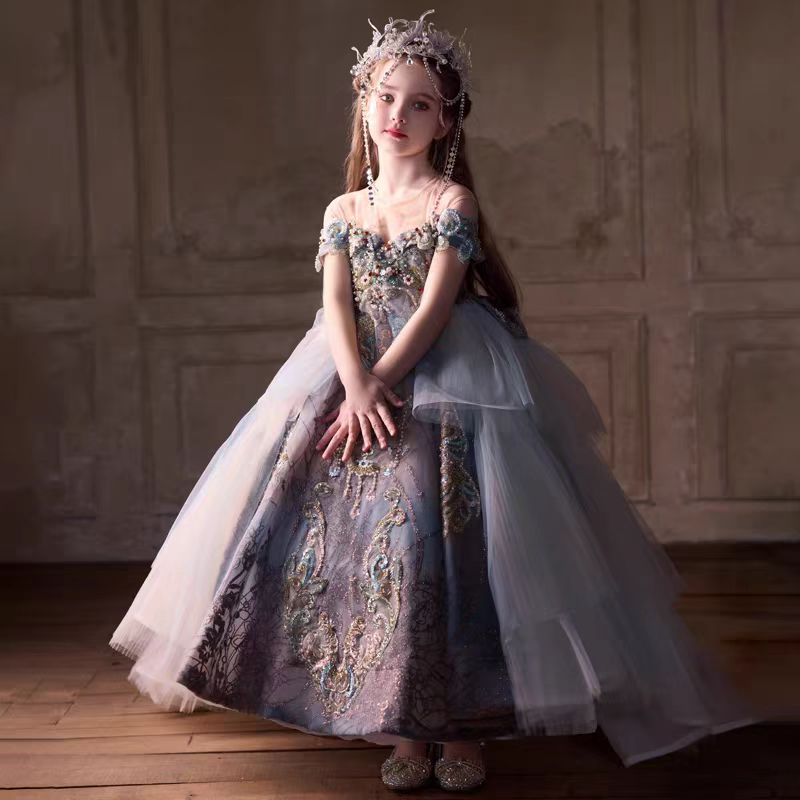 Luxury Vintage Girl Dress Birthday Wedding Party Pageant J249