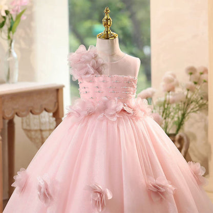 Pink Flower Girl Dress Wedding Birthday Holiday Party Prom J571