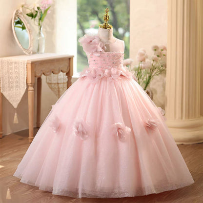 Pink Flower Girl Dress Wedding Birthday Holiday Party Prom J571