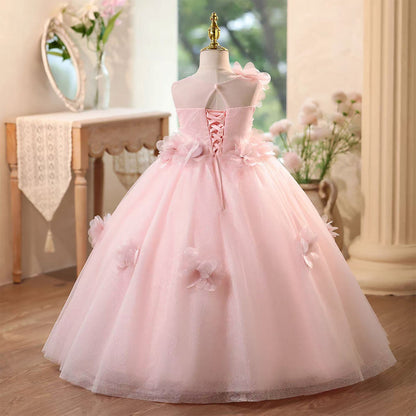 Pink Flower Girl Dress Wedding Birthday Holiday Party Prom J571