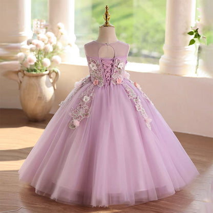 Lilac Flower Girl Dress Princess Pageant Birthday Party Ball Gown J572