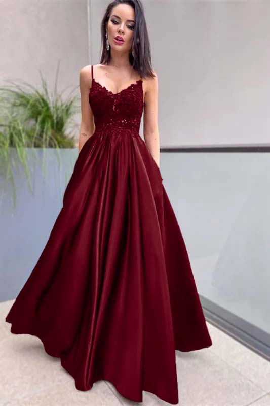 Royal Blue Prom Dress Lace Appliques With Pockets PD0209