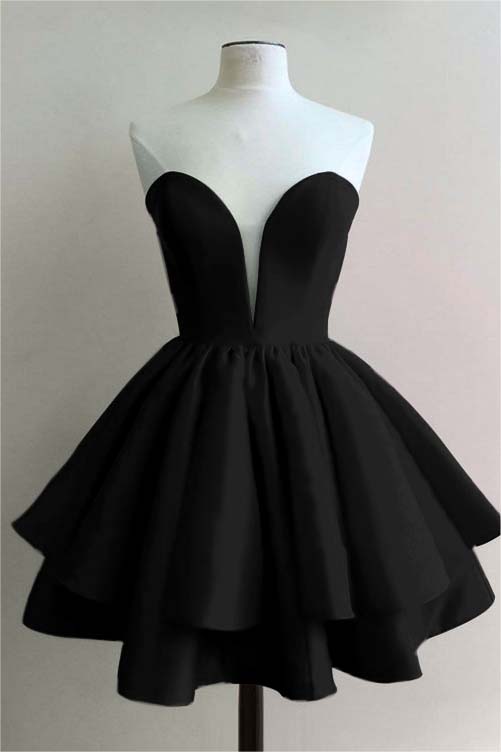Hellodresses Strapless Sweetheart Sleeveless Pleated Short Homecoming Dress With Ruffles