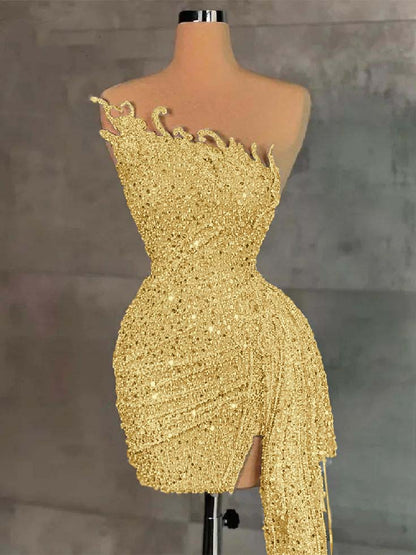 Sleeveless Beading Pleated Short Homecoming Dress With Ruffles HC0135