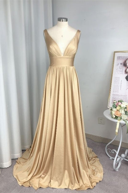 Sleeveless V-Neck Bridesmaid Dress With Split PD0279