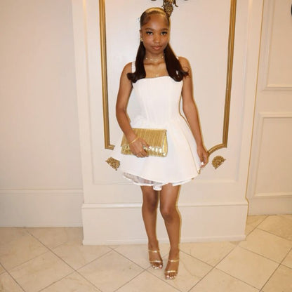 White A Line Homecoming Dress Short Party Dress    fg7728