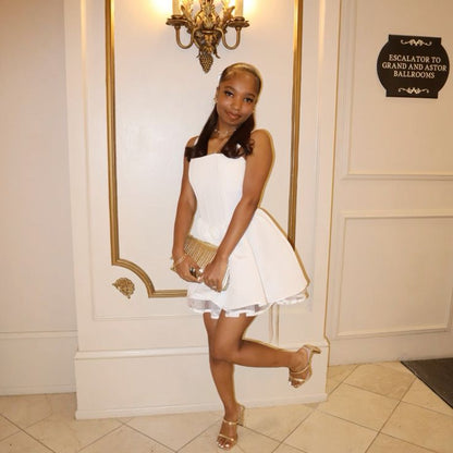 White A Line Homecoming Dress Short Party Dress    fg7728