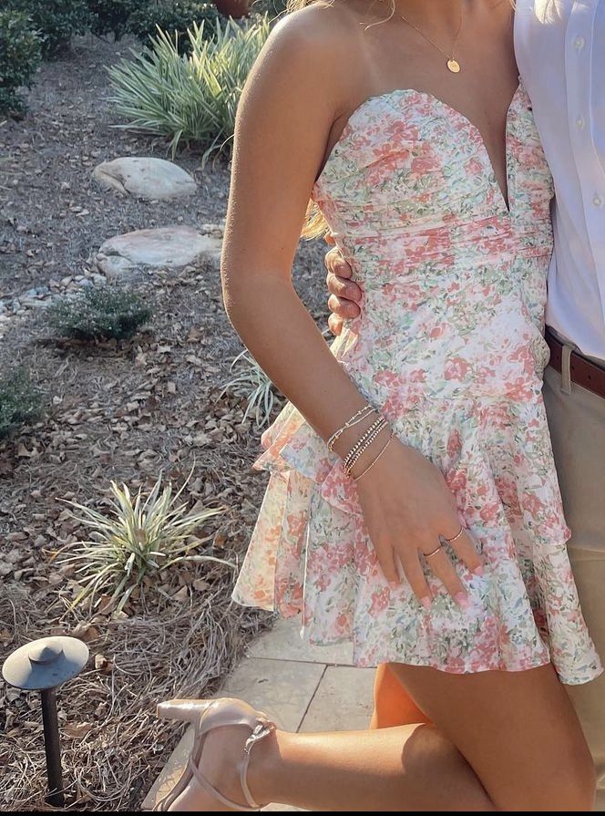 A Line Floral Print Short Prom Dress Birthday Party Dress Homecoming Dress   fg8171