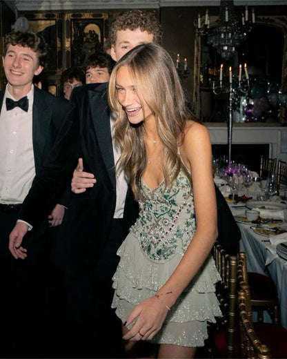 Vintage A line Spaghetti Straps Formal Homecoming Dress Middle School Hoco Dresses Birthday Outfits    cg25823