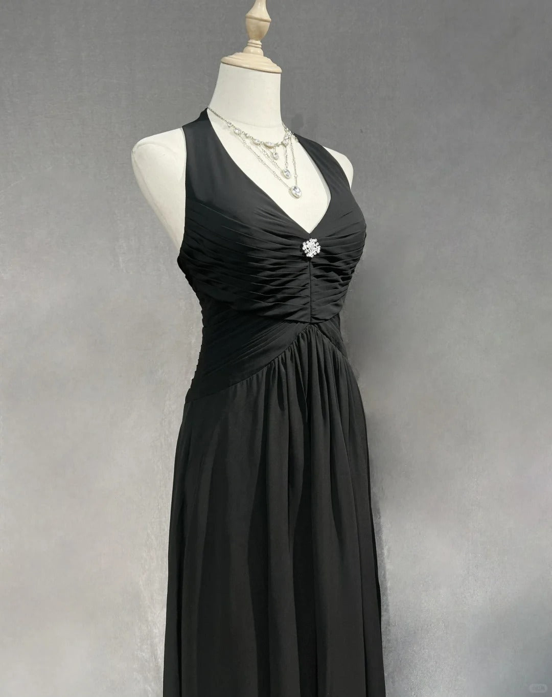 Black Retro Simple Fashion Elegant Exquisite Rhinestone Suspender Long Tulle Floor-Length Prom Dress Evening Dress Prom Dress Party Dress Bridesmaid Dress gh3858