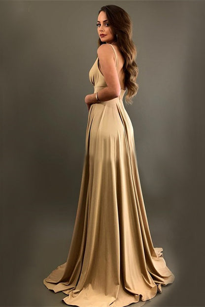 Sleeveless V-Neck Bridesmaid Dress With Split PD0279