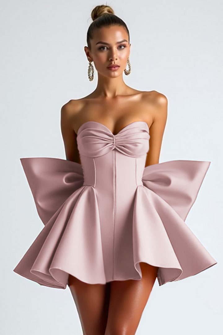 Sweetheart Strapless Sleeveless Short Homecoming Dress With Bowknot HC0182