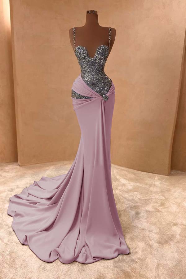 Spaghetti Strap Sleeveless Long Mermaid Prom Dress With Beading ZT0243