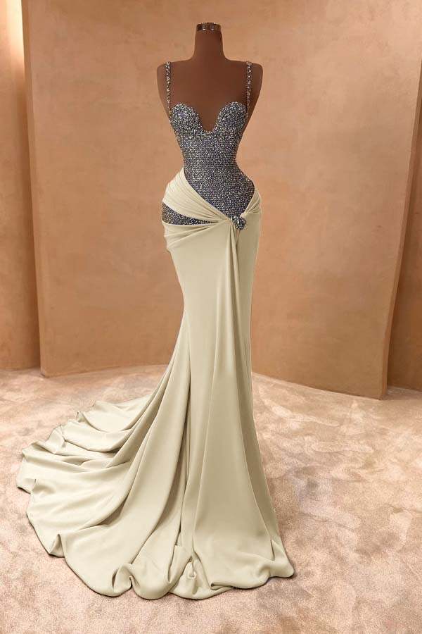 Spaghetti Strap Sleeveless Long Mermaid Prom Dress With Beading ZT0243