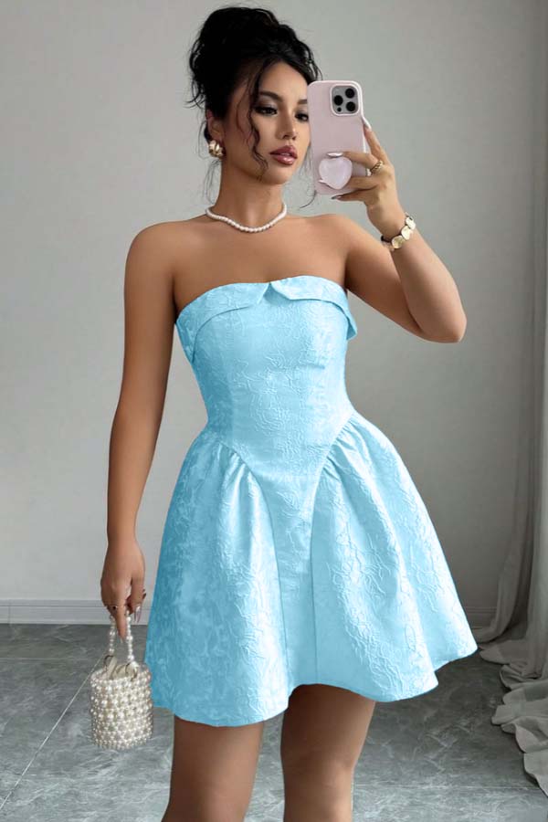 Strapless Sleeveless Short A Line Homecoming Dress With Embroidery HC0161