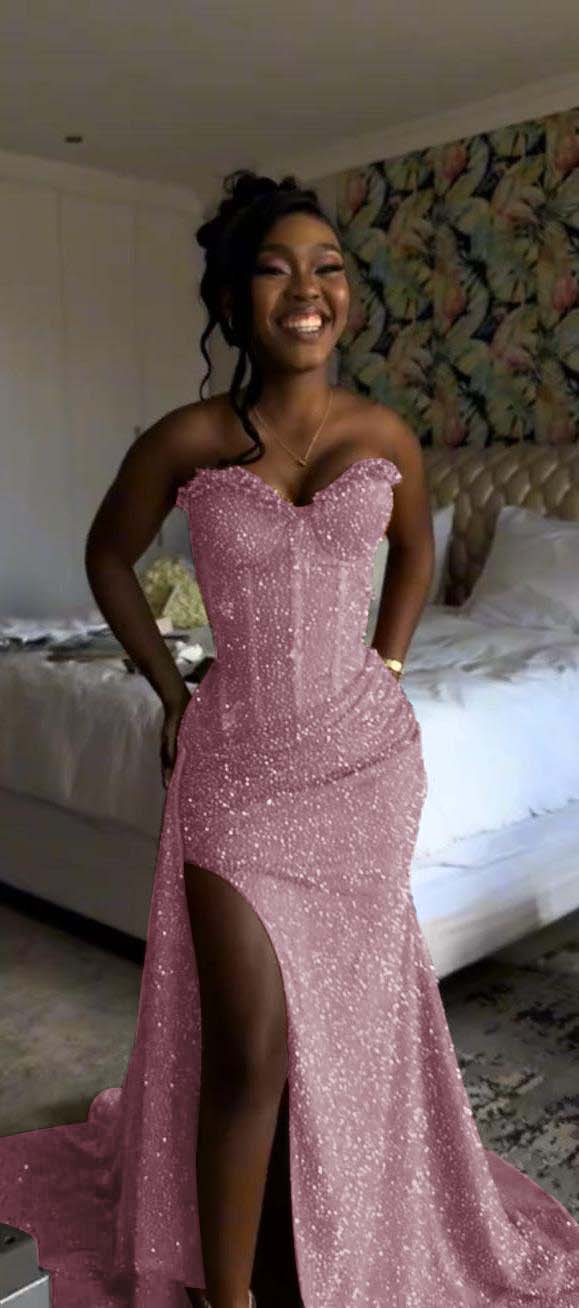 Sweetheart Sleeveless Long Mermaid Prom Dress With Split Sequin BL0003