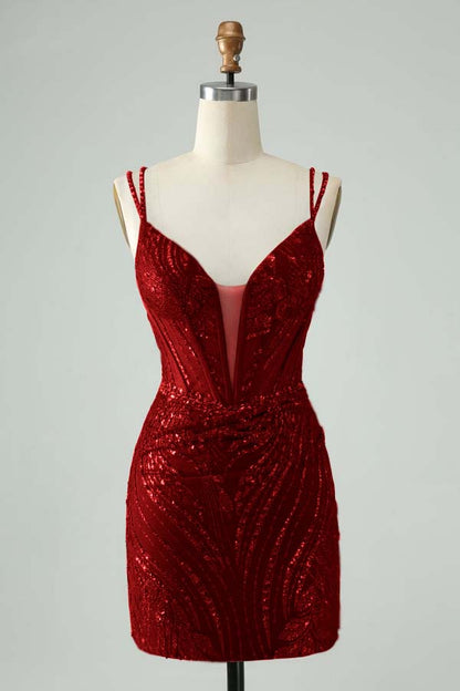 Spaghetti Strap Sleeveless Short Homecoming Dress With Appliques HC0130