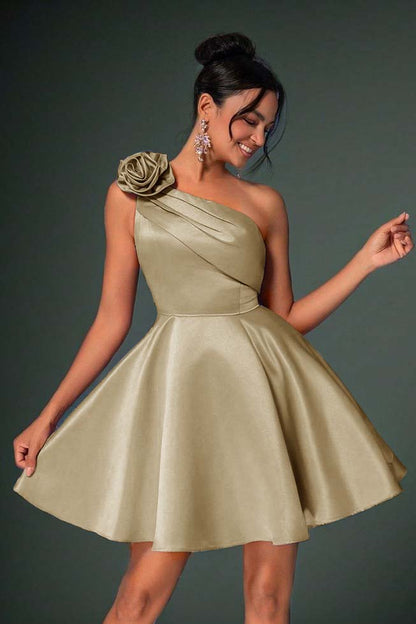 One Shoulder Sleeveless Short A Line Homecoming Dress With Pleated HC0183