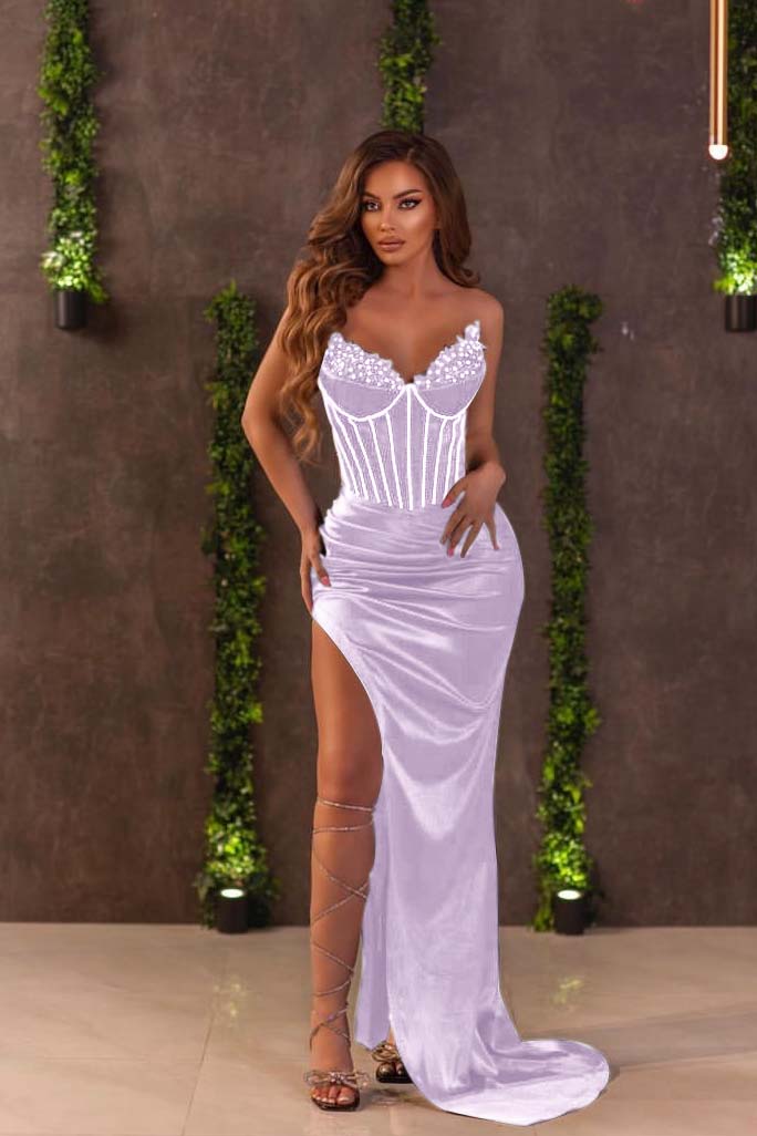 Classic Black Prom Dress V Neck Off The Shoulder Slit Beadings YL0042