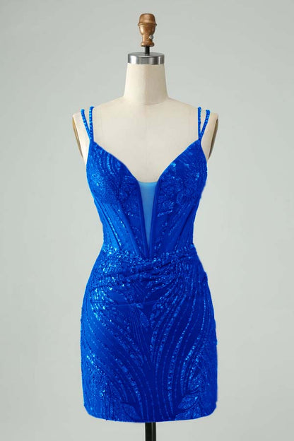 Spaghetti Strap Sleeveless Short Homecoming Dress With Appliques HC0130