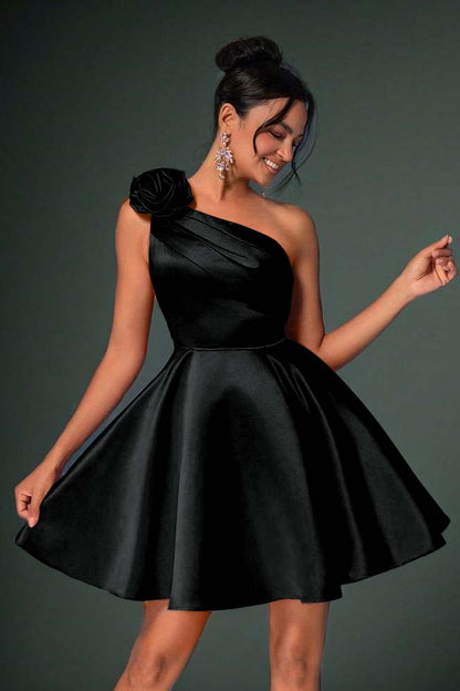 One Shoulder Sleeveless Short A Line Homecoming Dress With Pleated HC0183