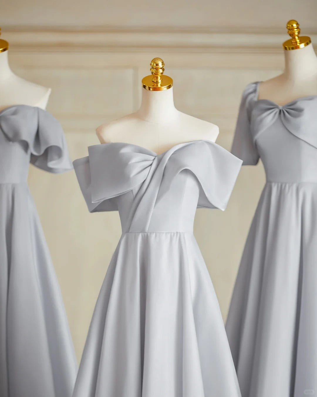 Silver Gray Elegant Fashion Long Satin Ball Gown Evening Dress Party Dress Bridesmaid Dresses Prom Dress gh3997