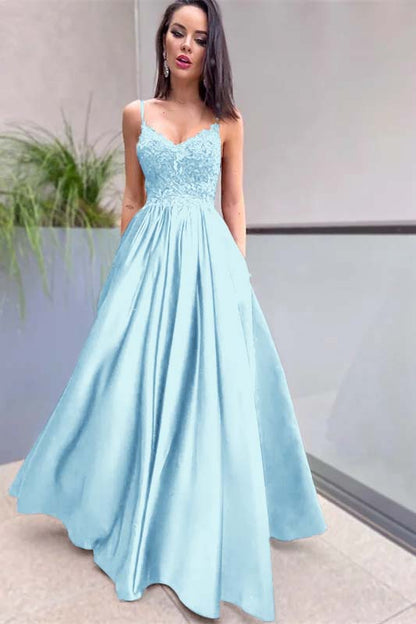Royal Blue Prom Dress Lace Appliques With Pockets PD0209