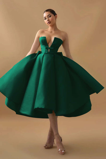 Hellodresses Chic Mint Green Strapless Sleeveless A Line Homecoming Dress With Ruffles