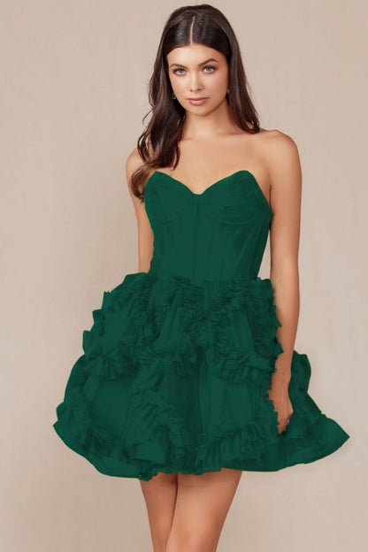 Tulle Sweetheart Sleeveless Short Homecoming Dress With Ruffles HC0123
