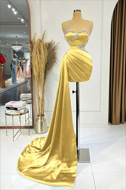 Hellodresses Black One Shoulder Sleeveless Short Homecoming Dress Pleated With Ruffles