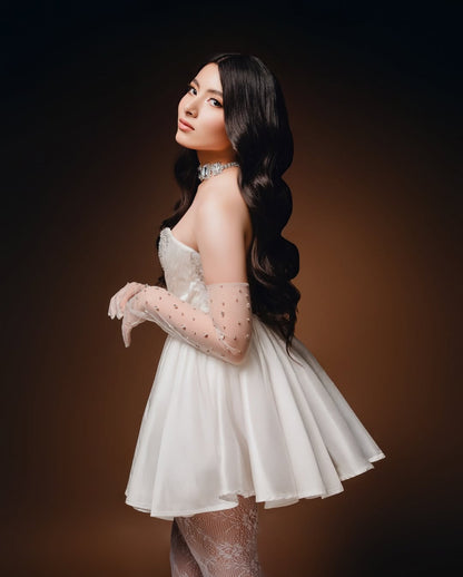 Graceful White Strapless Homecoming Dress Sleeveless Mini with Sequins CY0107