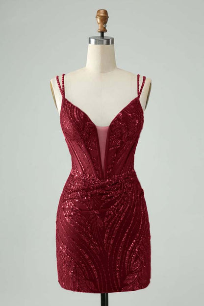 Spaghetti Strap Sleeveless Short Homecoming Dress With Appliques HC0130