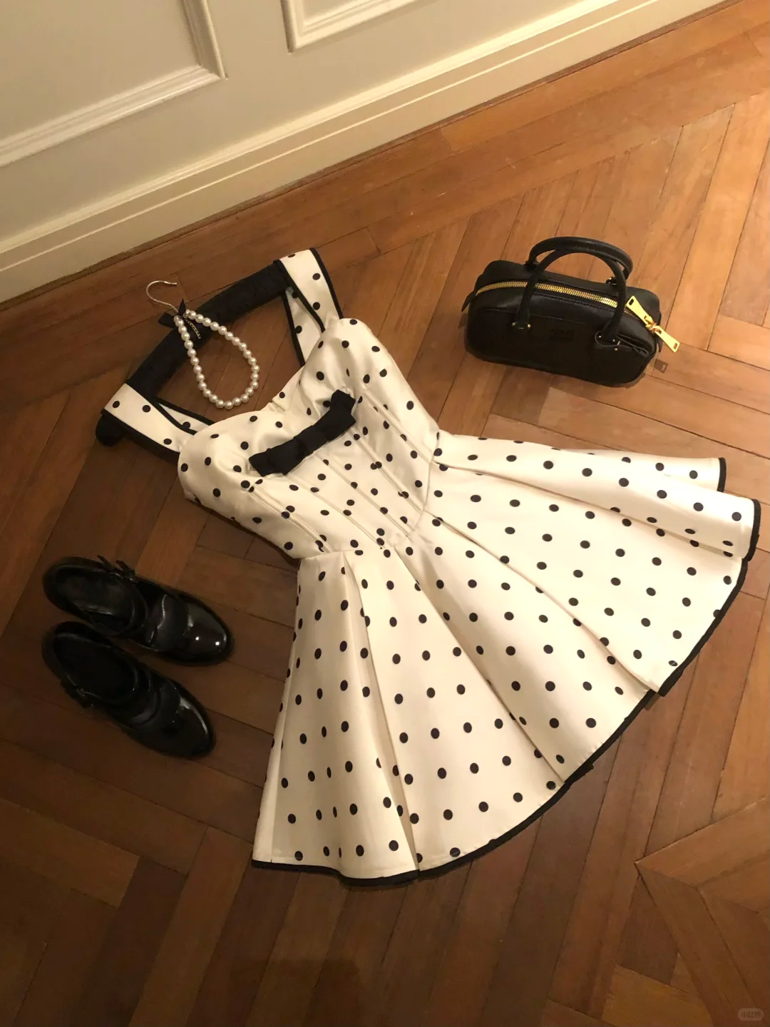 Cute A Line Strap Bow Polka Dot Satin Short Homecoming Dress Cocktail Dress SH3087