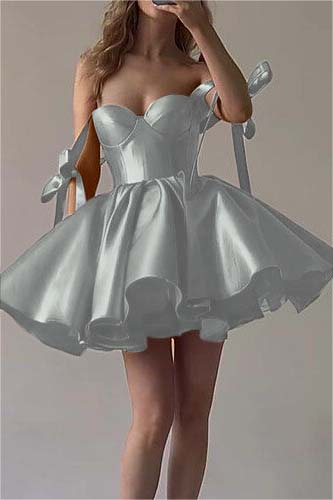 Amazing Fuchsia Satin Sweetheart Short  A-Line Homecoming Dress With Ruffles HC0002