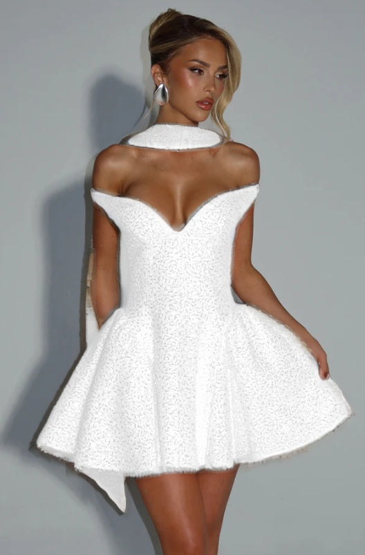 Shinning Pink Off-the-Shoulder Homecoming Dress Mini with Sequins CY0152