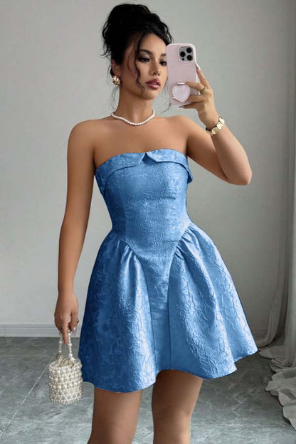 Strapless Sleeveless Short A Line Homecoming Dress With Embroidery HC0161
