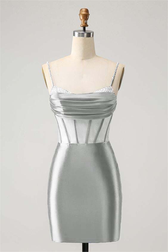 Hellodresses Royal Blue Spaghetti Strap Sleeveless Short Homecoming Dress With Beadings