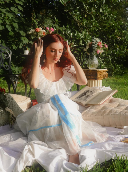 Princess A Line Off the Shoulder Embroidered White Tulle Party Dress Evening Dress SH2780