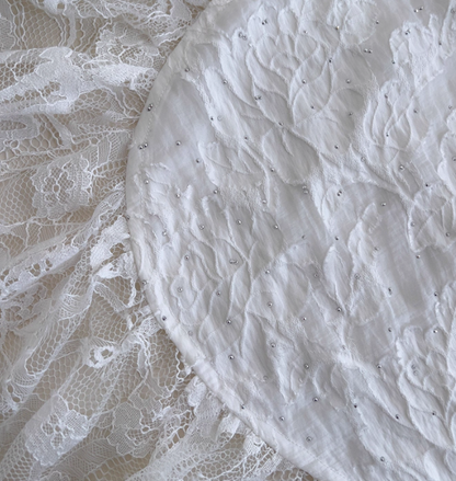 Cute A Line Spaghetti Strap Tiered Pearl White Lace Party Dress Evening Dress SH2818