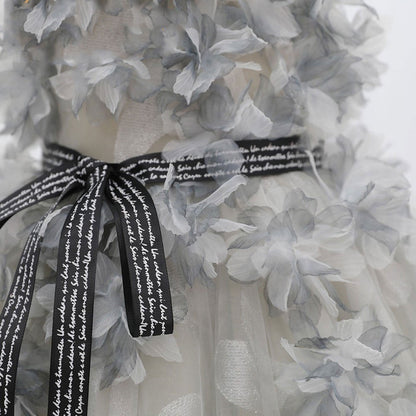 Luxury Gray Kids Girl Dress Handmade Flower Princess J018