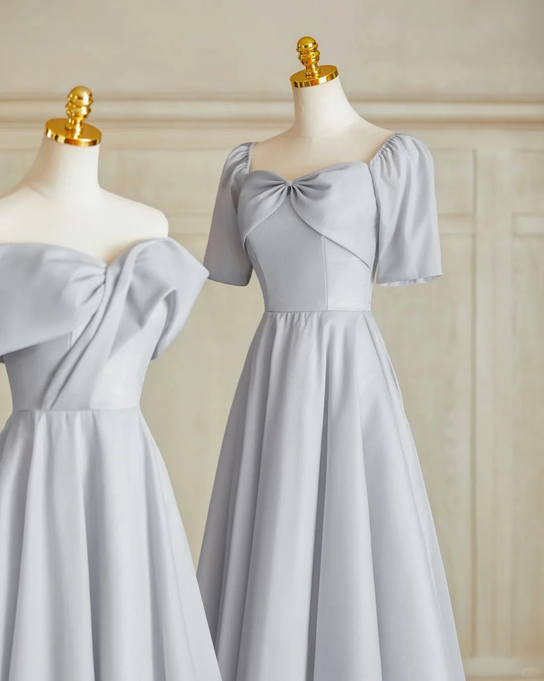 Silver Gray Elegant Fashion Long Satin Ball Gown Evening Dress Party Dress Bridesmaid Dresses Prom Dress gh3997