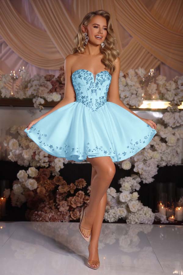 Strapless Sleeveless Short A Line Homecoming Dress With Appliques HC0174