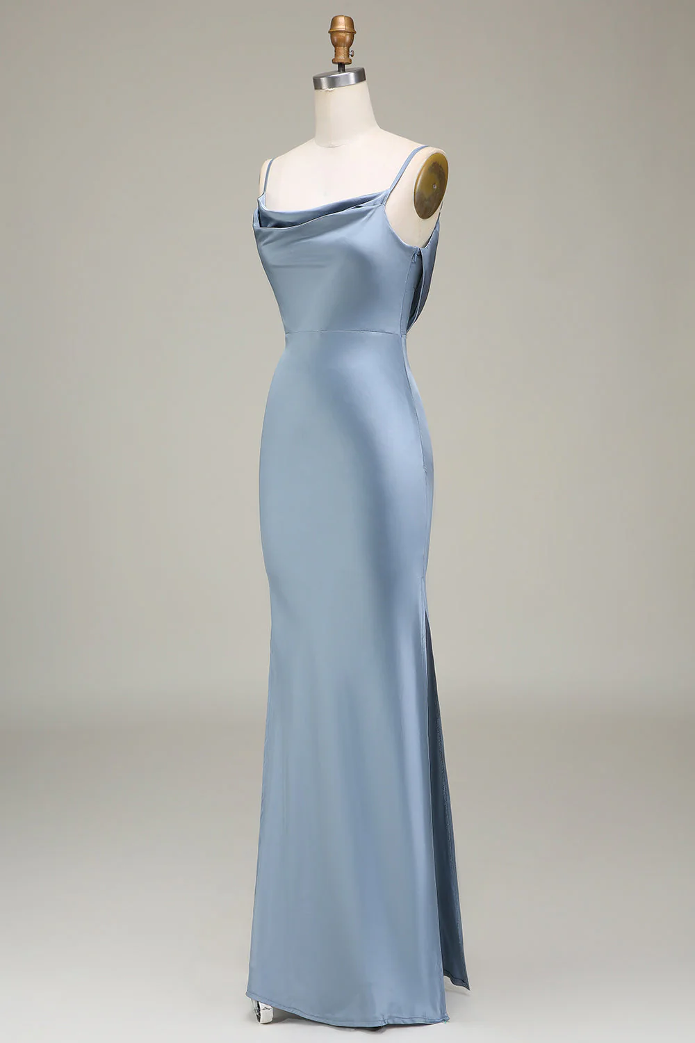 Baby Blue Sheath Sleeveless Bridesmaid Dress with Straight Across YU0055