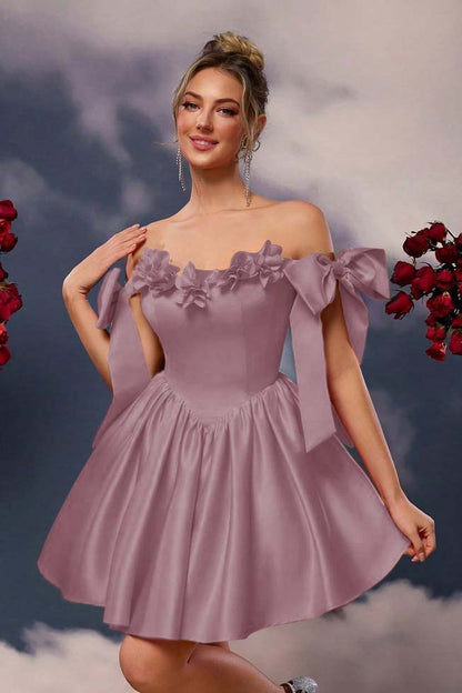 Off the Shoulder Sleeveless Short A Line Homecoming Dress With Pleated HC0171