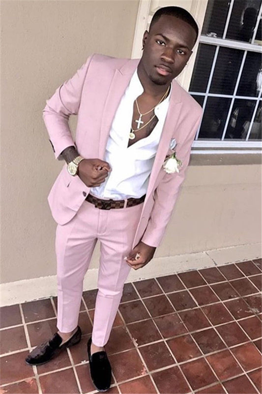 Handsome Pink 2 Pieces Groom And Groomsmen Suits For Sale | Zelldresses