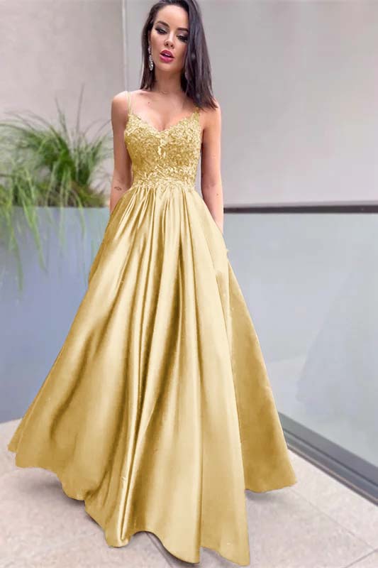 Royal Blue Prom Dress Lace Appliques With Pockets PD0209