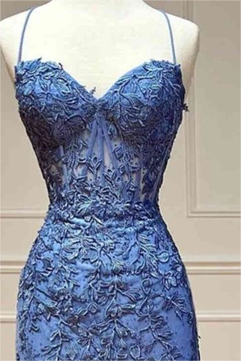 Exquisite Navy Blue Applique Spaghetti Strap Sleeveless Short Homecoming Dress