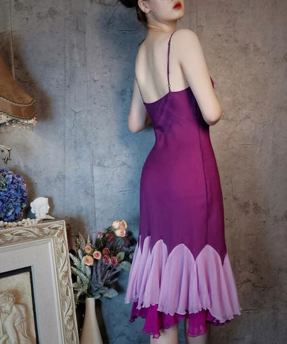Vintage Mermaid Spaghetti Strap Purple Chiffon Short Homecoming Dress Party Dress SH2692